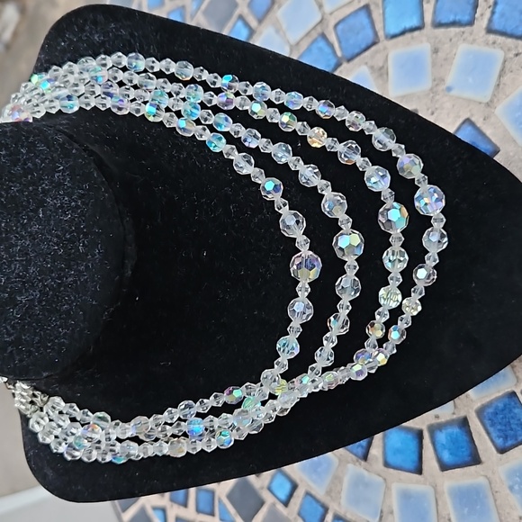 Vintage 4 Strand Aurora Borelis Necklace - Picture 2 of 4